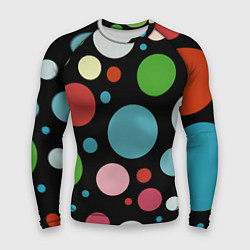 Рашгард мужской Разноцветные круги на чёрном фоне, цвет: 3D-принт