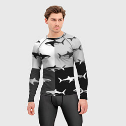 Рашгард мужской Стая акул - pattern, цвет: 3D-принт — фото 2