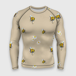 Рашгард мужской Цветы Ромашки и Пчёлы, цвет: 3D-принт