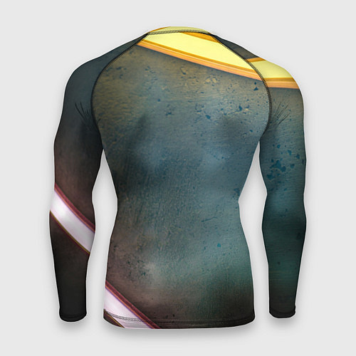 Мужской рашгард Абстрактная тёмная поверхность и неоновые фонари / 3D-принт – фото 2