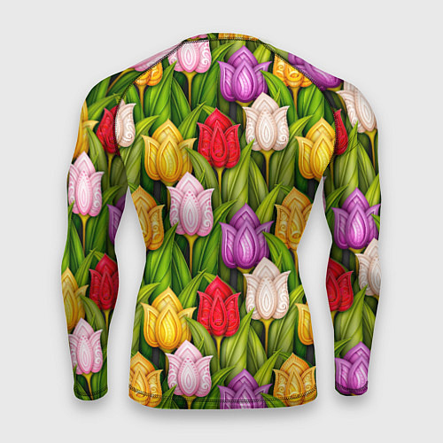 Мужской рашгард Объемные разноцветные тюльпаны / 3D-принт – фото 2