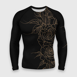 Рашгард мужской Элегантные розы на черном фоне, цвет: 3D-принт