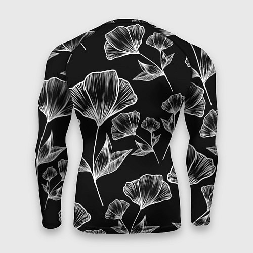 Мужской рашгард Графичные цветы на черном фоне / 3D-принт – фото 2