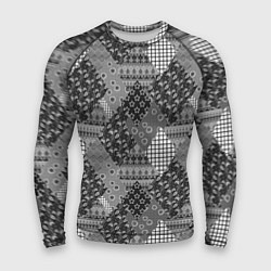 Мужской рашгард Black and White Ethnic Patchwork Pattern