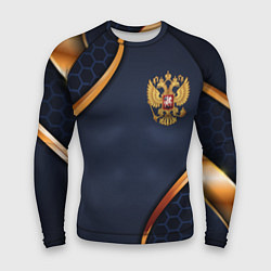 Рашгард мужской Blue & gold герб России, цвет: 3D-принт