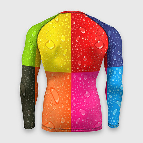 Мужской рашгард Капли дождя на цветных подложках - паттерн / 3D-принт – фото 2