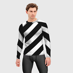 Рашгард мужской Черно белые полоски, цвет: 3D-принт — фото 2