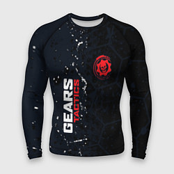 Рашгард мужской Gears of War красно-белой лого на темном фоне, цвет: 3D-принт