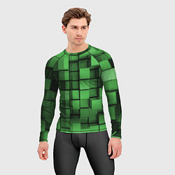Рашгард мужской Киберпанк броня - Зелёный металлические кубы, цвет: 3D-принт — фото 2