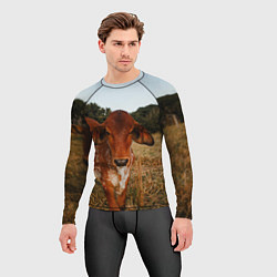 Рашгард мужской Коровка на поле, цвет: 3D-принт — фото 2