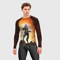 Рашгард мужской Кварианка стоит на горе трупов в свете огня, цвет: 3D-принт — фото 2