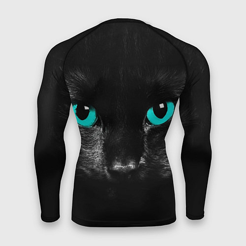 Мужской рашгард Чёрный кот с бирюзовыми глазами / 3D-принт – фото 2