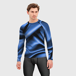 Рашгард мужской Складки гладкой синей ткани, цвет: 3D-принт — фото 2