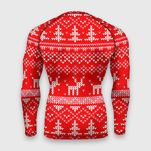 Мужской рашгард Рождественский красный свитер с оленями / 3D-принт – фото 2