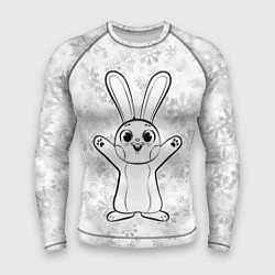 Рашгард мужской Счастливый кролик и снежинки, цвет: 3D-принт
