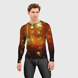 Рашгард мужской Золотистае звёзды, цвет: 3D-принт — фото 2