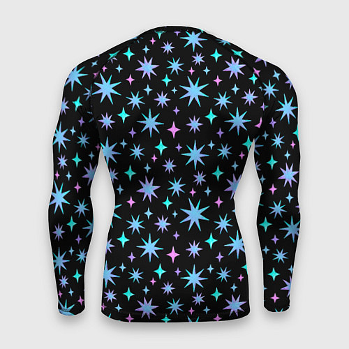 Мужской рашгард Снежинки в ночном небе с цветными звездами / 3D-принт – фото 2