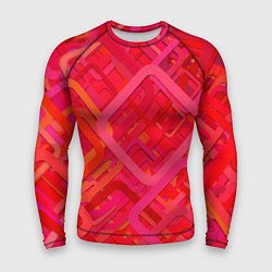 Рашгард мужской Красные абстрактные геометрические ромбы, цвет: 3D-принт