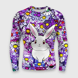 Рашгард мужской Веселый кролик в цветах, цвет: 3D-принт