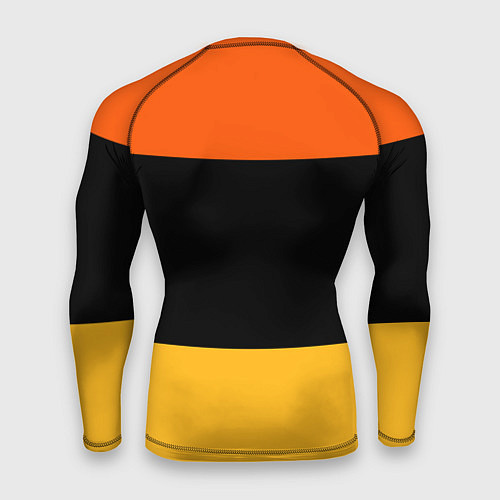 Мужской рашгард Полосатый оранжевый с черной и белой полосой / 3D-принт – фото 2