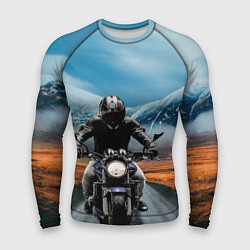 Рашгард мужской Мотоцикл в горах, цвет: 3D-принт