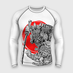 Рашгард мужской Самурай с мечом на белом фоне, цвет: 3D-принт