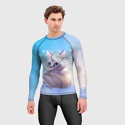 Рашгард мужской Заснеженный котик, цвет: 3D-принт — фото 2