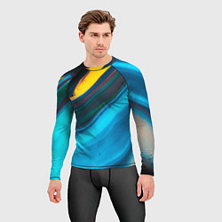 Рашгард мужской Светло-синий и переливающийся песок, цвет: 3D-принт — фото 2