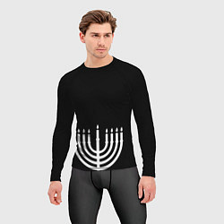 Рашгард мужской Белая менора для праздника огней, цвет: 3D-принт — фото 2