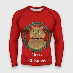 Рашгард мужской Christmas cat with a garland, цвет: 3D-принт