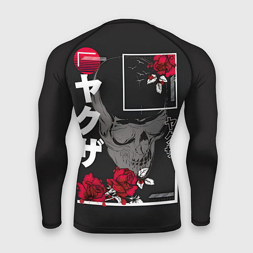 Мужской рашгард Цветы иероглифы череп / 3D-принт – фото 2