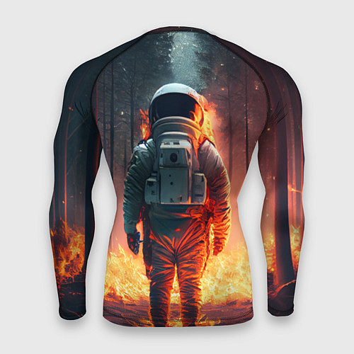 Мужской рашгард Космонавт в горящем лесу / 3D-принт – фото 2