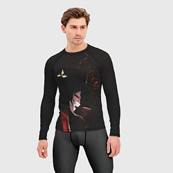 Рашгард мужской Ху Тао с огненными розами, цвет: 3D-принт — фото 2
