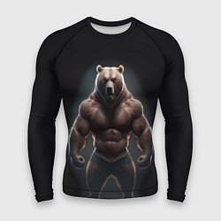 Рашгард мужской Сильный медведь спортсмен, цвет: 3D-принт
