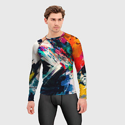 Рашгард мужской Разноцветные мазки краски, цвет: 3D-принт — фото 2