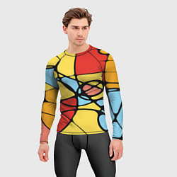 Рашгард мужской Яркий абстрактный узор из цветных овалов и плавных, цвет: 3D-принт — фото 2
