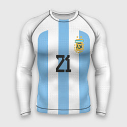 Рашгард мужской Дибала форма сборной Аргентины домашняя, цвет: 3D-принт