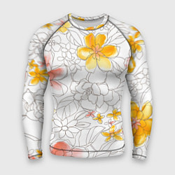 Рашгард мужской Нарисованный цветы - светлый, цвет: 3D-принт