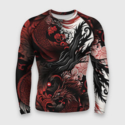 Рашгард мужской Красный Irezumi узор, цвет: 3D-принт