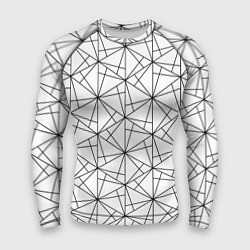 Рашгард мужской Чёрно-белый геометрический треугольный узор, цвет: 3D-принт