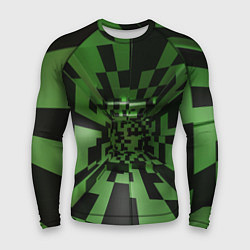 Рашгард мужской Чёрно-зелёный геометрический коридор, цвет: 3D-принт