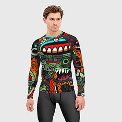 Рашгард мужской Монстры в зеленом и оранжевом - нейросеть, цвет: 3D-принт — фото 2