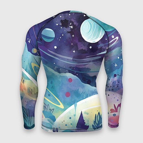 Мужской рашгард Абстрактный акварельный пейзаж: арт нейросети / 3D-принт – фото 2