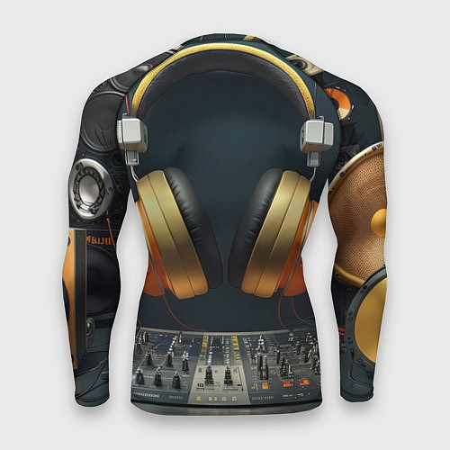 Мужской рашгард Золотые наушники / 3D-принт – фото 2