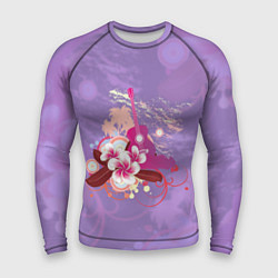 Рашгард мужской Розовая гитара и цветочный орнамент, цвет: 3D-принт