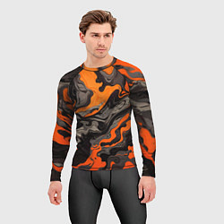 Рашгард мужской Оранжево-черный камуфляж, цвет: 3D-принт — фото 2