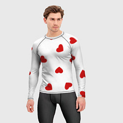 Рашгард мужской Красные сердечки на белом, цвет: 3D-принт — фото 2