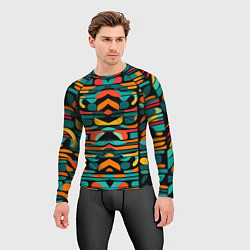 Рашгард мужской Абстрактный красочный паттерн - мода, цвет: 3D-принт — фото 2