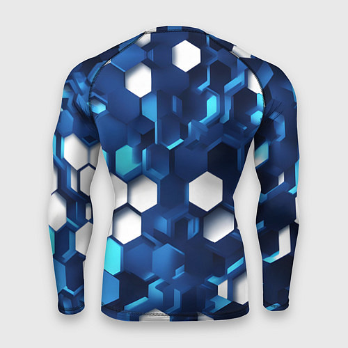 Мужской рашгард Cyber hexagon Blue / 3D-принт – фото 2