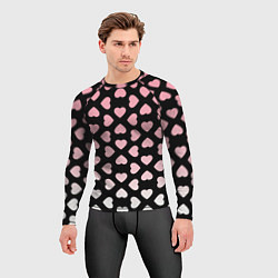 Рашгард мужской Розовые сердечки на чёрном, цвет: 3D-принт — фото 2